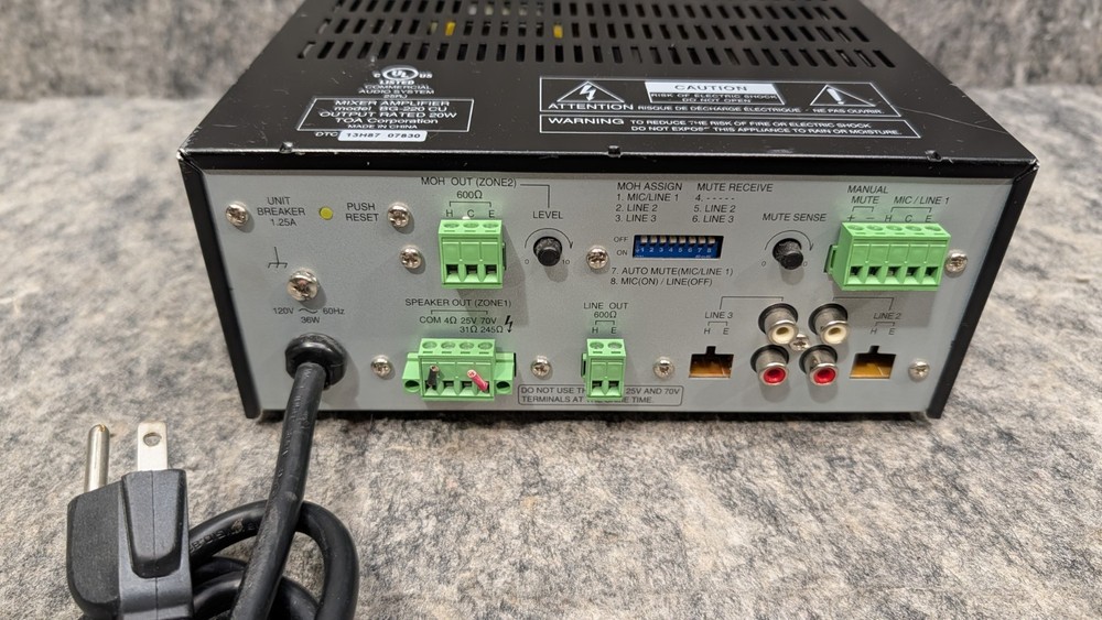 TOA BG-220 Mixer Amplifier, 20 Watt, 70 Volt Speaker Output - Powers On