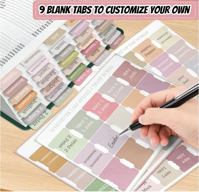 Laminated Bible Tabs,75 Tabs,Laminated Index Tabs for Women and Boho