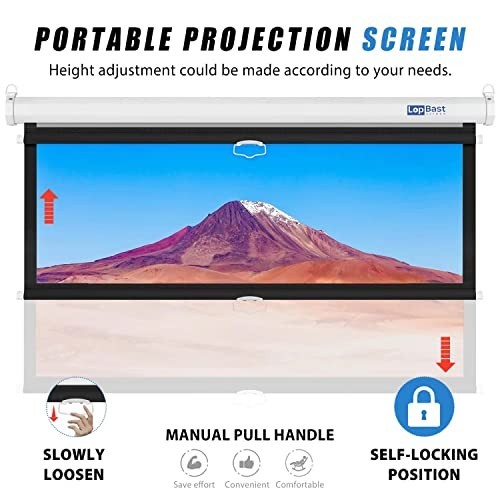 100INCH Manual Pull Down White Projector Screen 16:9 1.2 Gain Retractable Aut...