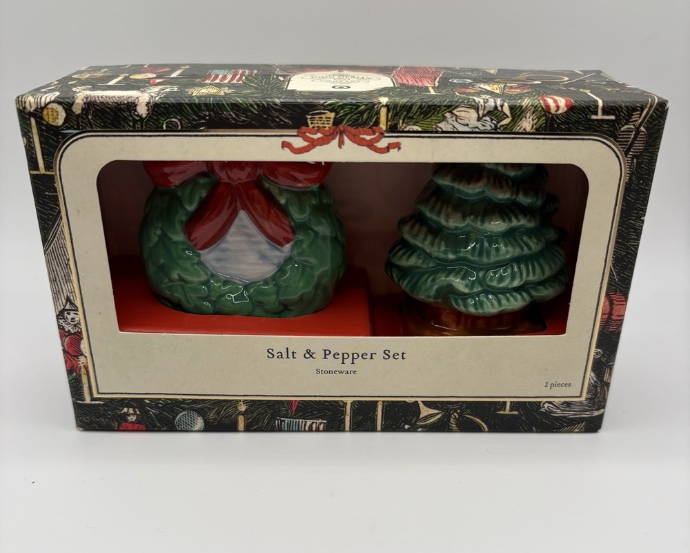 John Derian x Target Holiday Salt & Pepper Set Tree Wreath NIB