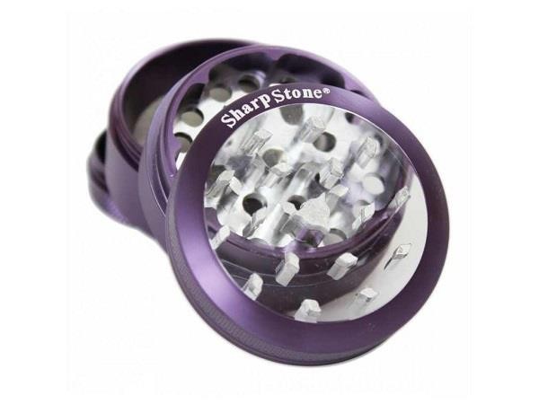 SharpStone CLEAR TOP 4 Piece MEDIUM 2.2” Herb / Spice Grinder PURPLE AUTHENTIC