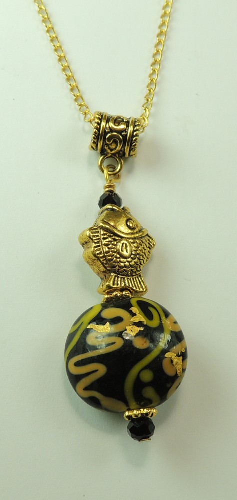 Lampwork Necklace with fish Handcrafted