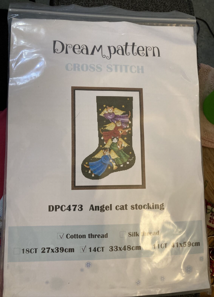 Rare Dream pattern Angel Cat Stocking kit #DPC473