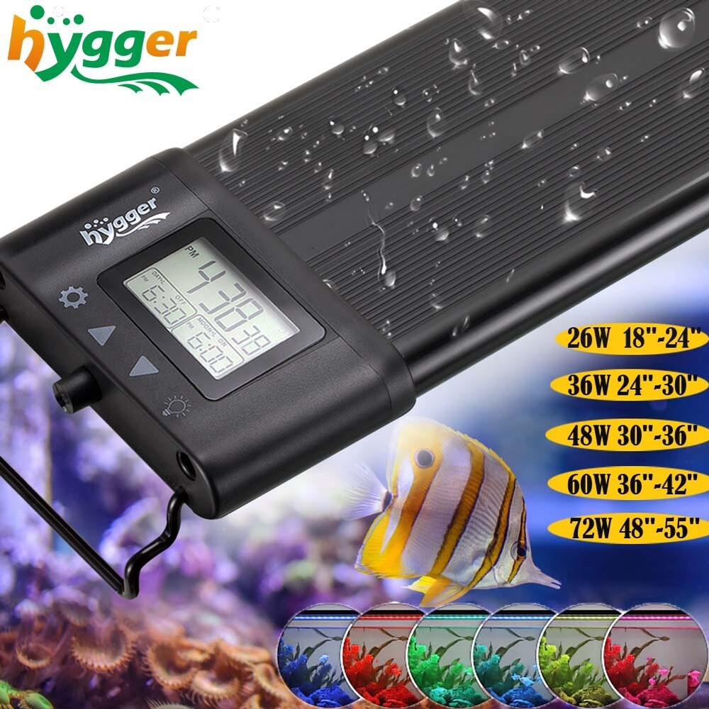 hygger Aquarium LED Light with Timer Adjustable Brightness 18 24 30 36 48"