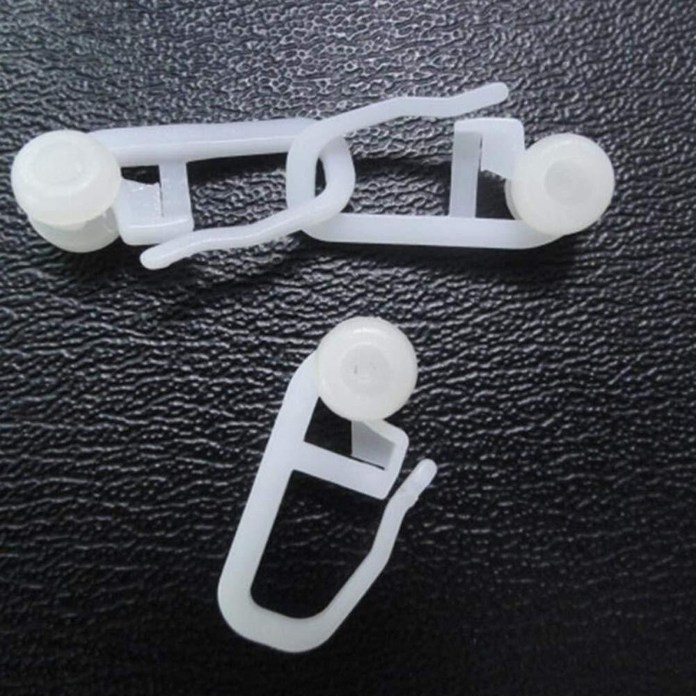 100Pcs Plastic Carrier Slide Wheels Rollers Curtain Track Hook Universal Curt...