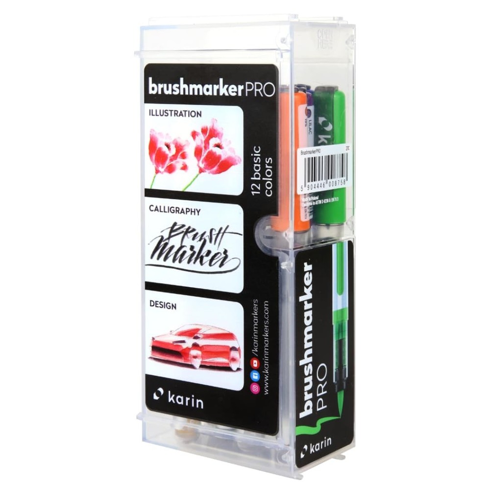 Brushmarker Pro 12pc Basic Colors brush tip markers Set Blendable Water-Based...