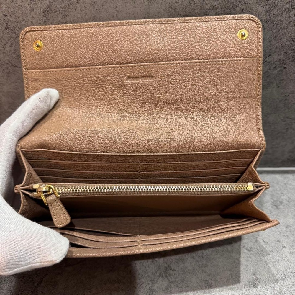 MIU MIU Studded Long Wallet Beige
