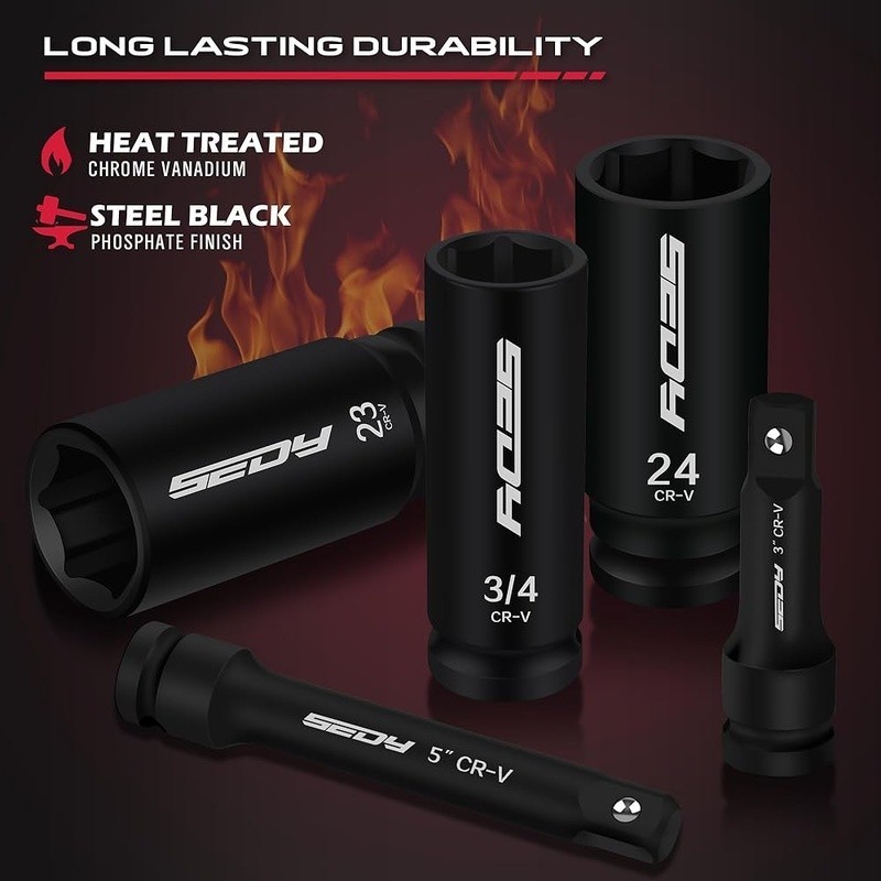 29-Piece 1/2" Drive Impact Socket Set CR-V High Durability Mechanics Tools New