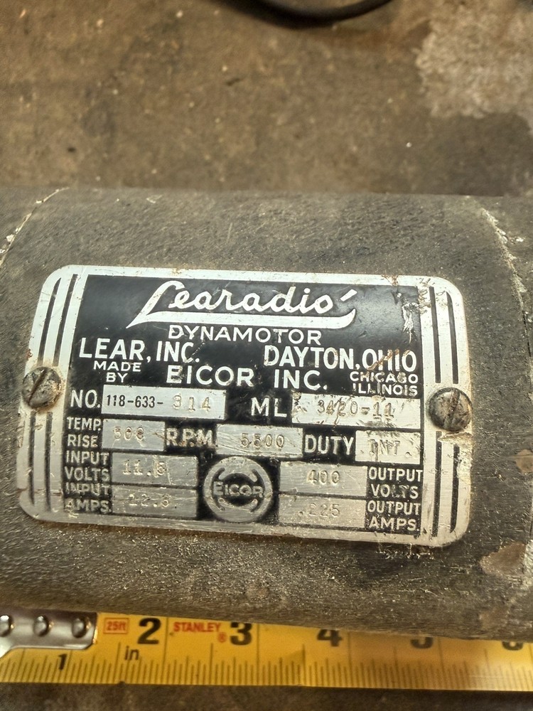 Learadio Lear Autopilot Dynamotor (?)  #118-633-814 Vintage Aviation