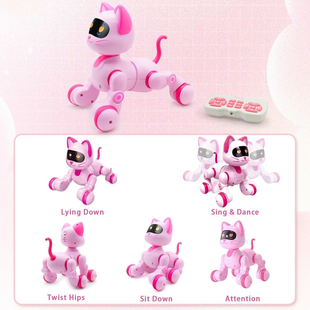 Remote Control Robot Cat Toy - RC Robotic Cat for Kids, Interactive Programma...