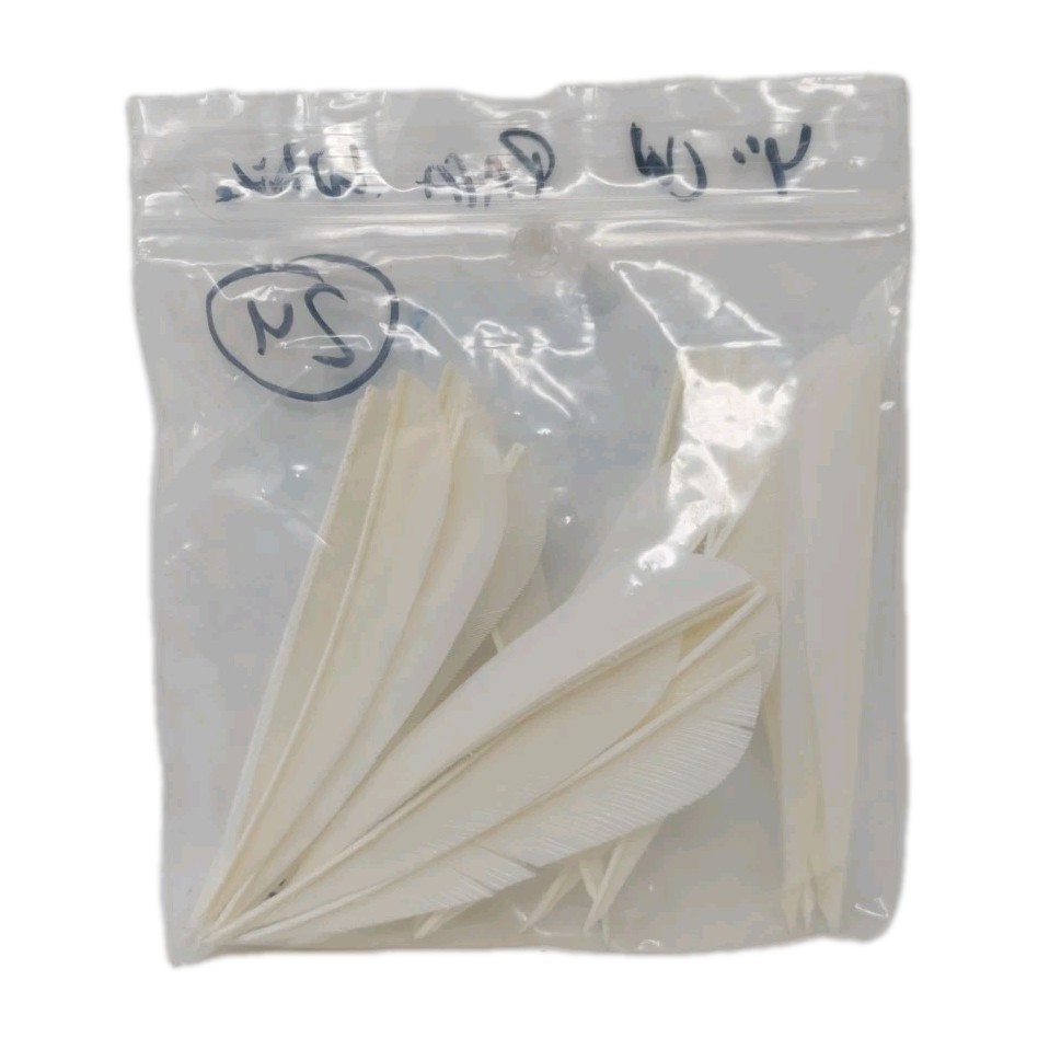24 Count Archery Arrow Feathers 4" Left Wing: Parabolic White