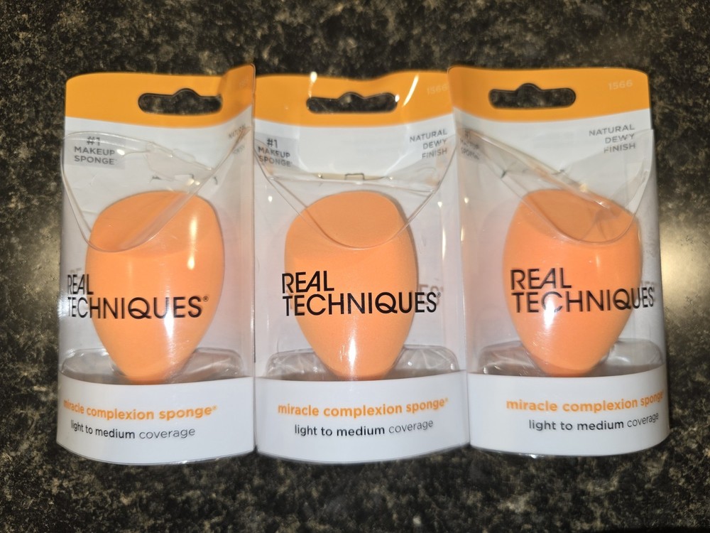 Real Techniques Beauty Sponges Makeup Blender Miracle Complexion - 3 pcs set
