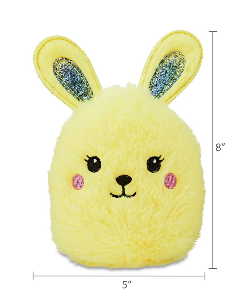 3 Pack! 8” Easter Round Bunny Plushies Pink Yellow Blue Celebration For Kids