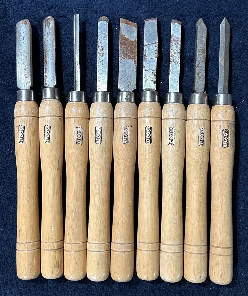 9 AMT Wood Turning Chisels Gouges Wood Carving Lathe - 14" Long