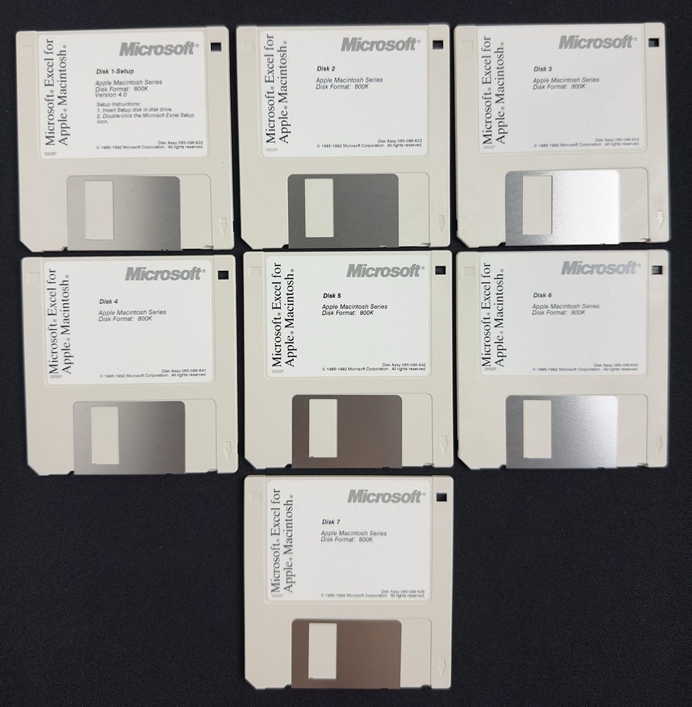 Vintage 1992 Microsoft Excel For Mac Apple Macintosh Floppy Disks Software