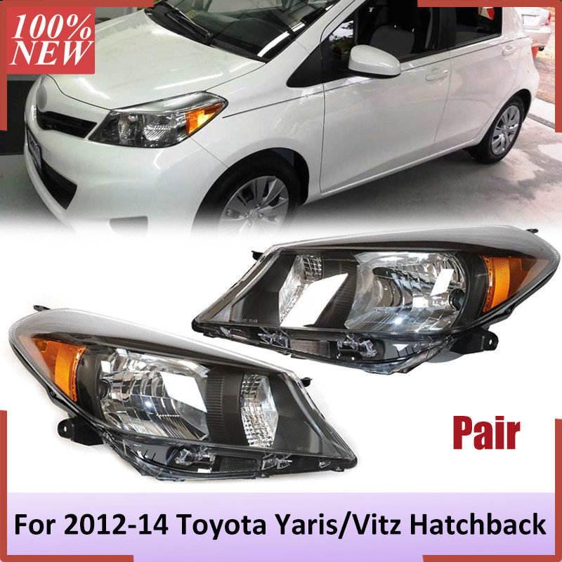 Pair Headlights Driver & Passenger Side For 2012-2014 Toyota Yaris Hatchback