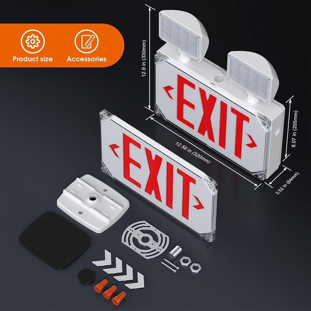 Wet Location Emergency Exit Sign Adjustable Light Battery Double Sided LED NOB