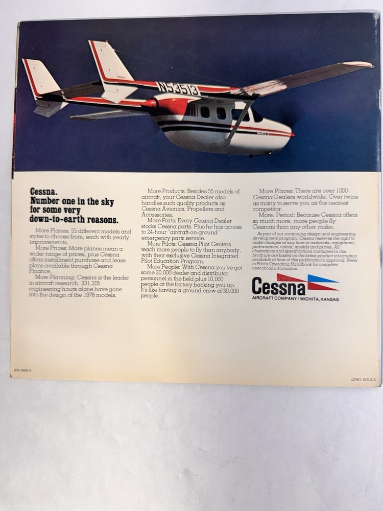 1976 Cessna Skymaster / Skymaster 2 brochure, Sales Booklet, Spec Comparison