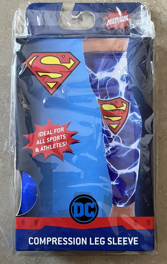 DC Comics Superman Logo Athletic Sports Compression Leg Sleeve Medium
