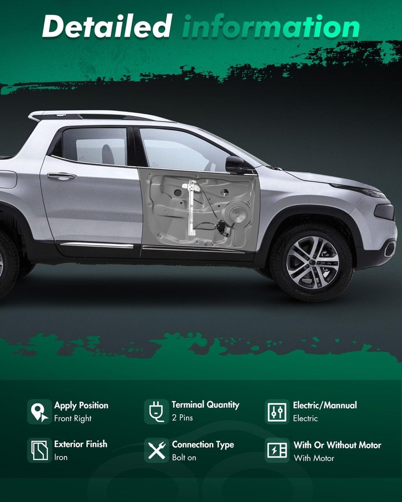 SCITOO Front Right Passenger Side Power Window Right, Black/White