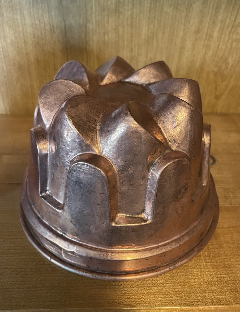 2 Vintage Copper Tin Lined Jelly Molds.