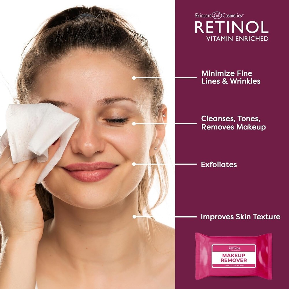 Retinol Individually Wrapped Makeup Remover Wipes