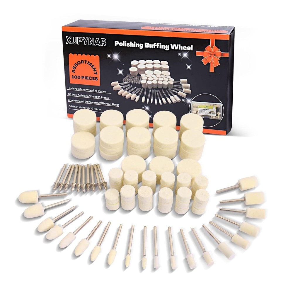 Professional 100PC Wool Buffing and Polishing Kit for Dremel Rotary Tools