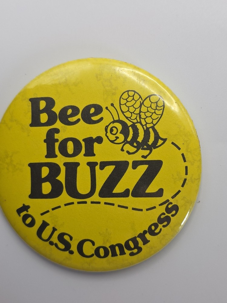 Bee for Buzz to U.S. Congress Button Pinback Pin