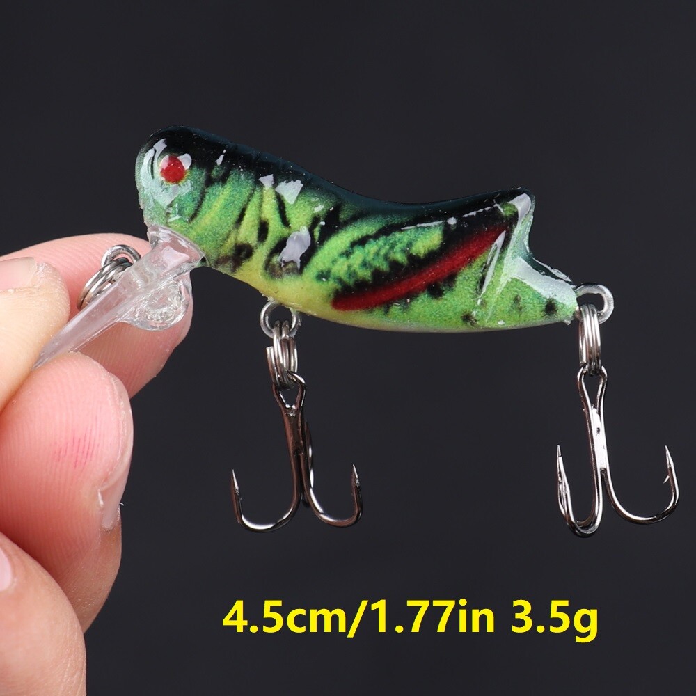 12pcs Artificial Hard Bait With Sharp Hook, Topwater Grasshopper Lure