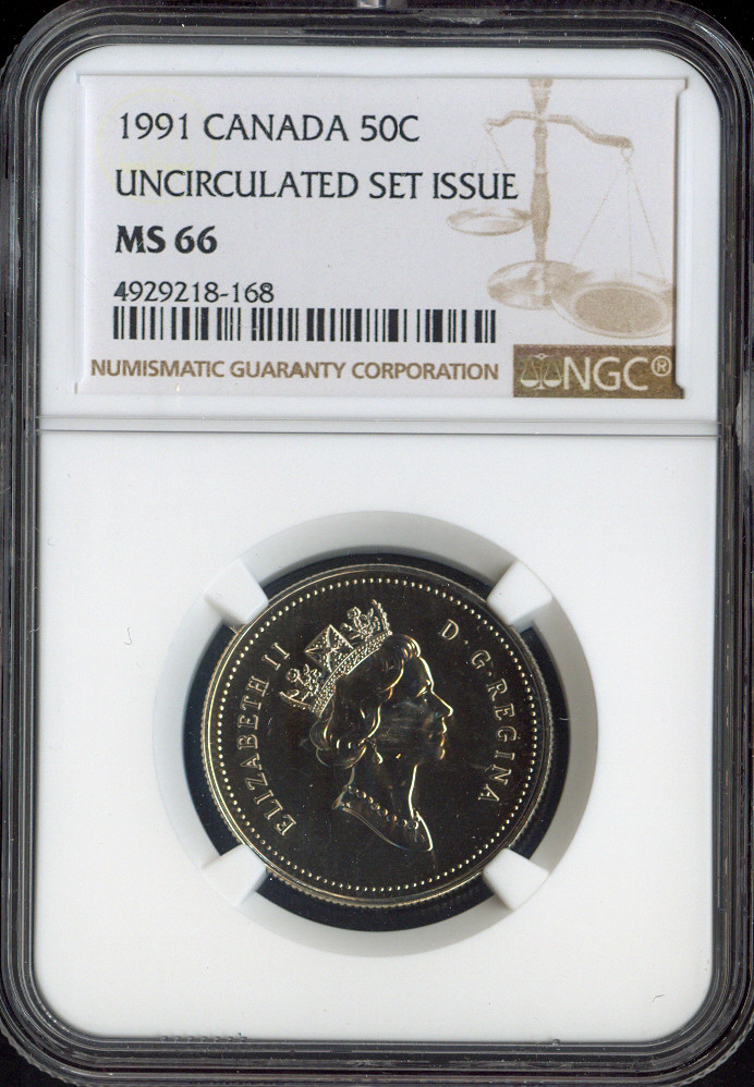 1991 Canada 50 Cents 50C NGC MS66 - Quality