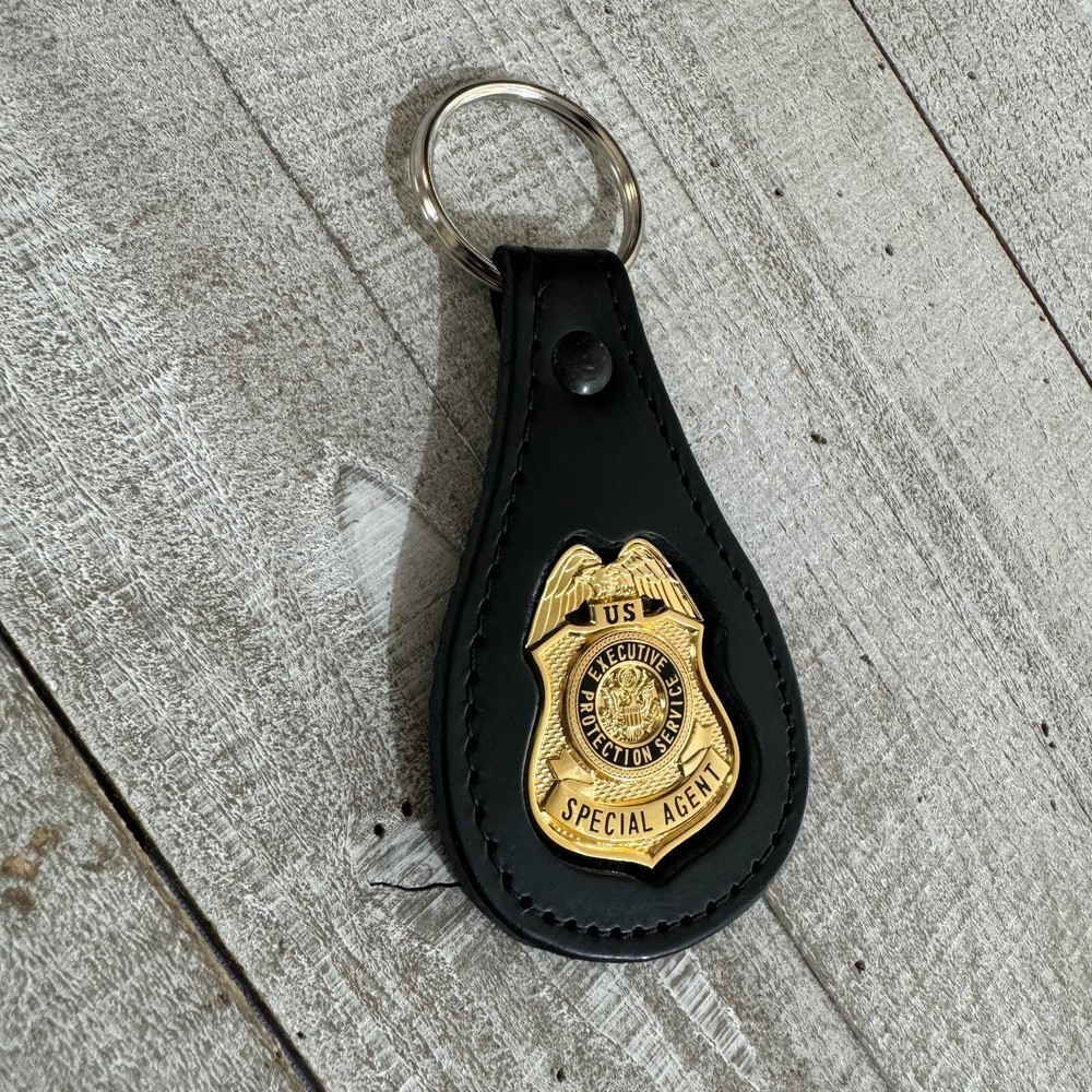 Executive Protection Service Special Agent - Mini Badge Leather Keychain
