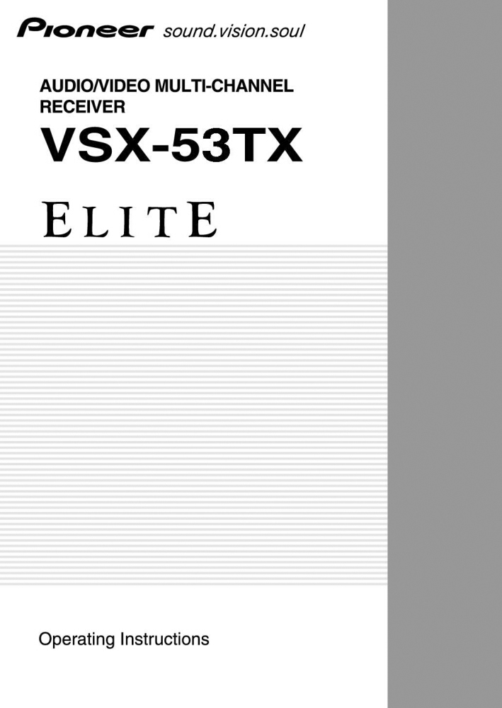 Pioneer VSX-53TX Receiver Owners Manual