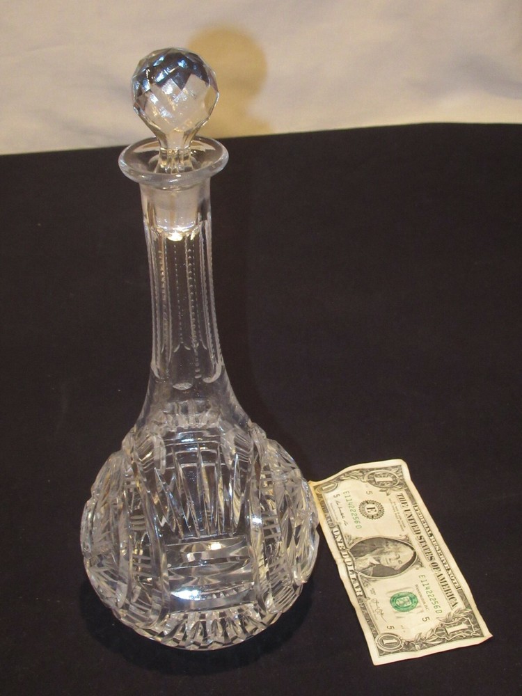 American Brilliant Cut 11” Decanter Drape Pattern by L Straus & Sons Unsigned