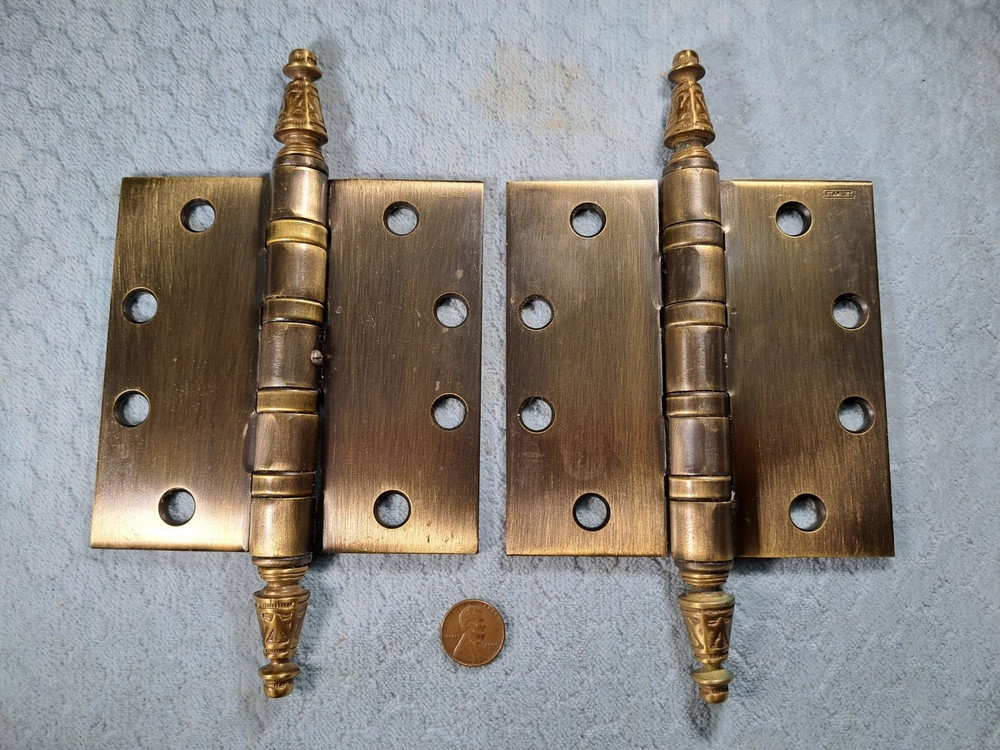 4-1/2 x 4-1/2 Heavy Bronze Stanley Hinges Security NOS