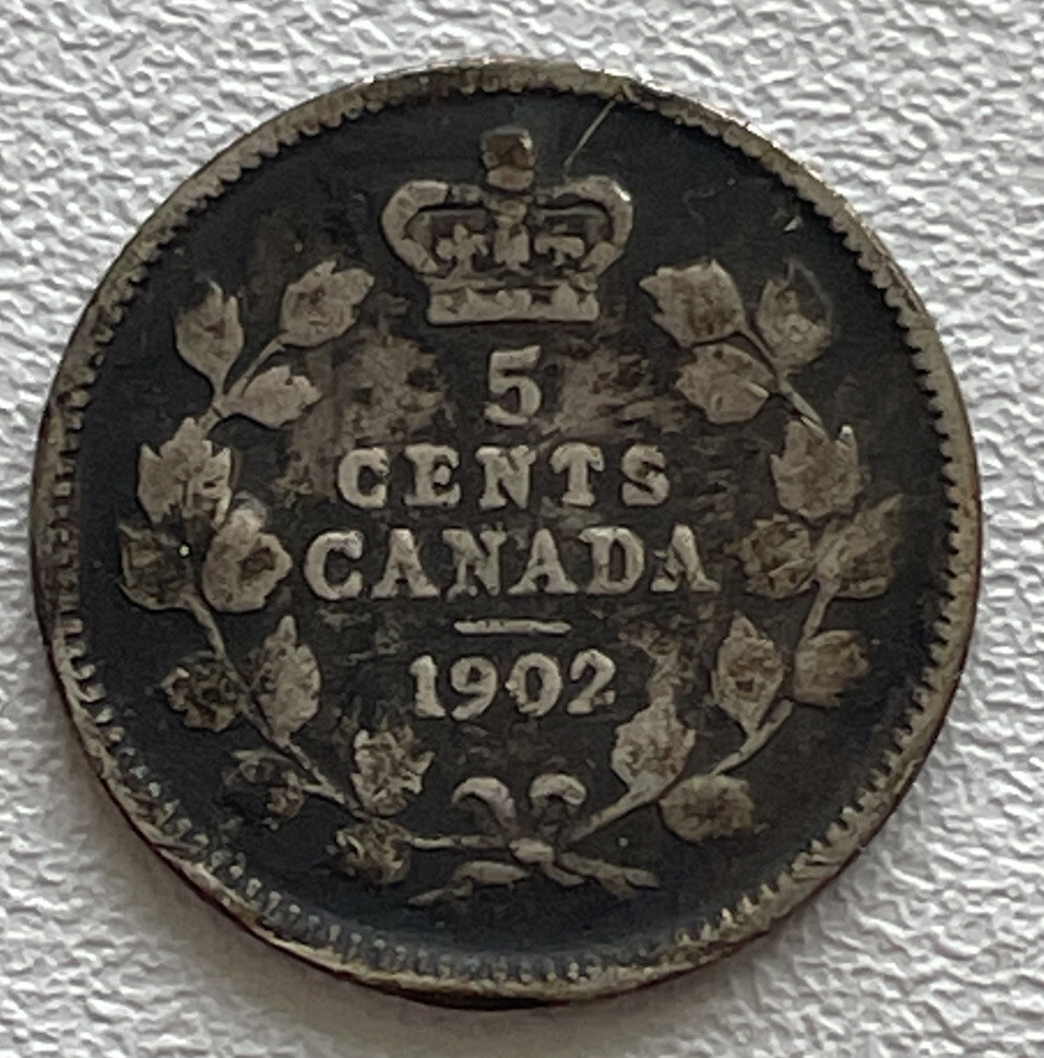 CANADA 1902 5 CENTS SILVER VERY NICE CONDITION G