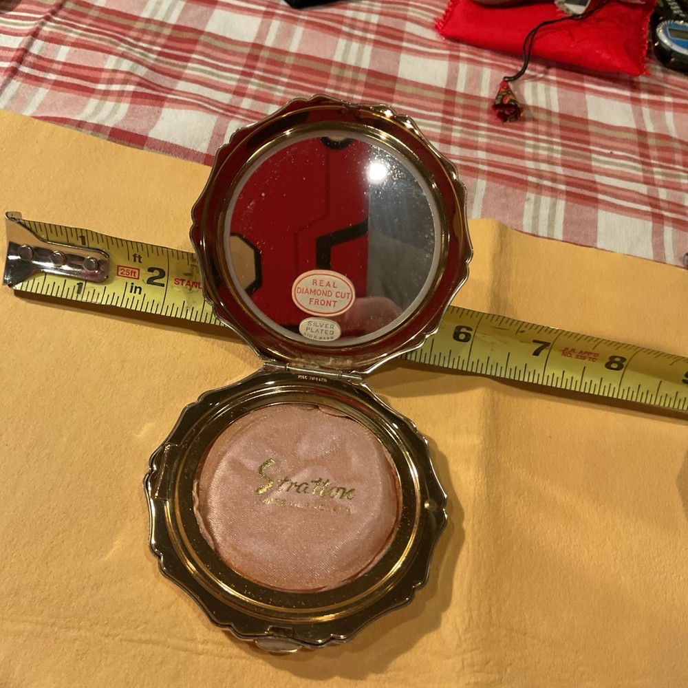 Stratton silver Plated , mirror, hinged powder cover inside Never Used.