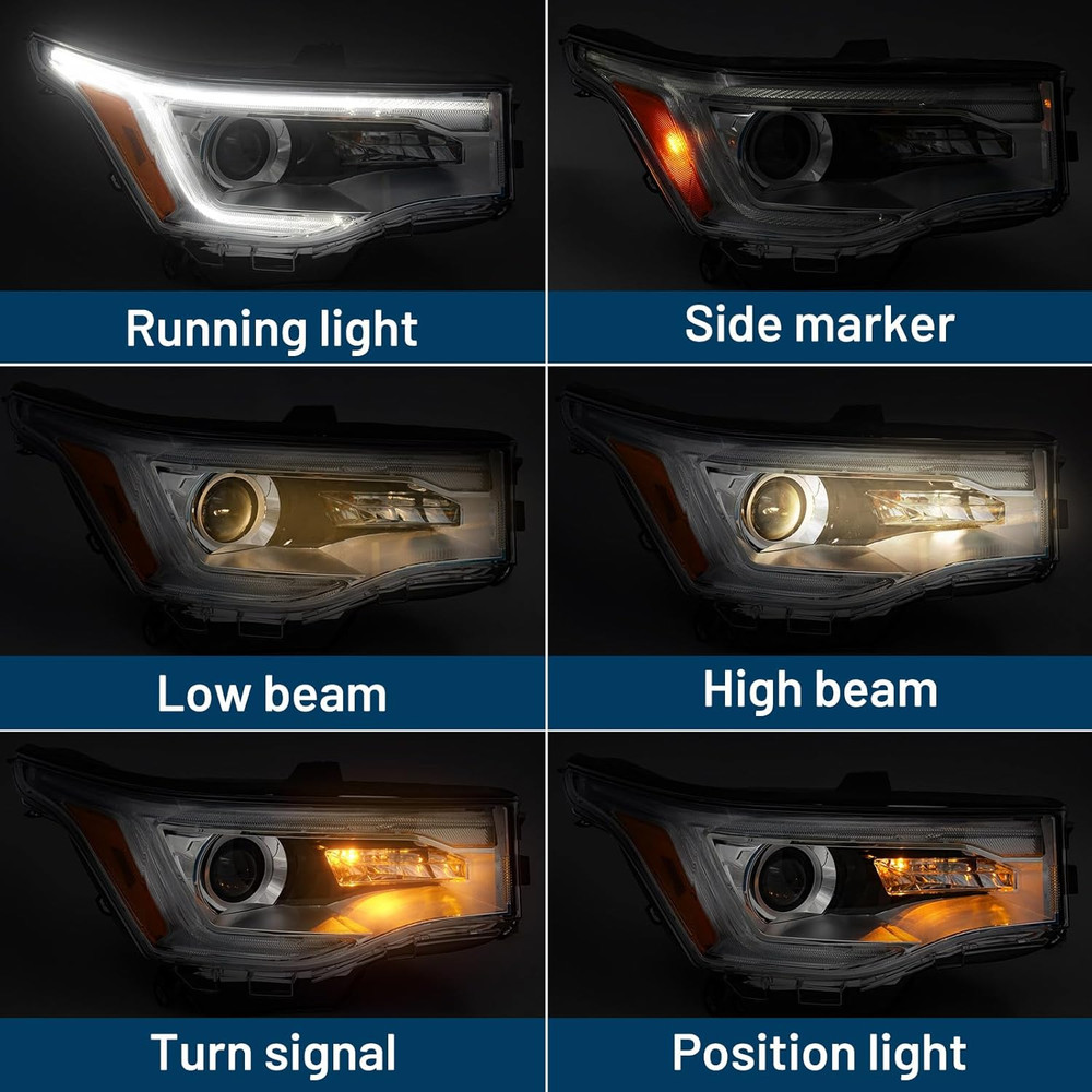 Headlights Assembly for GMC Acadia 2017 2018 2019 with DRL Halogen Projector Hea