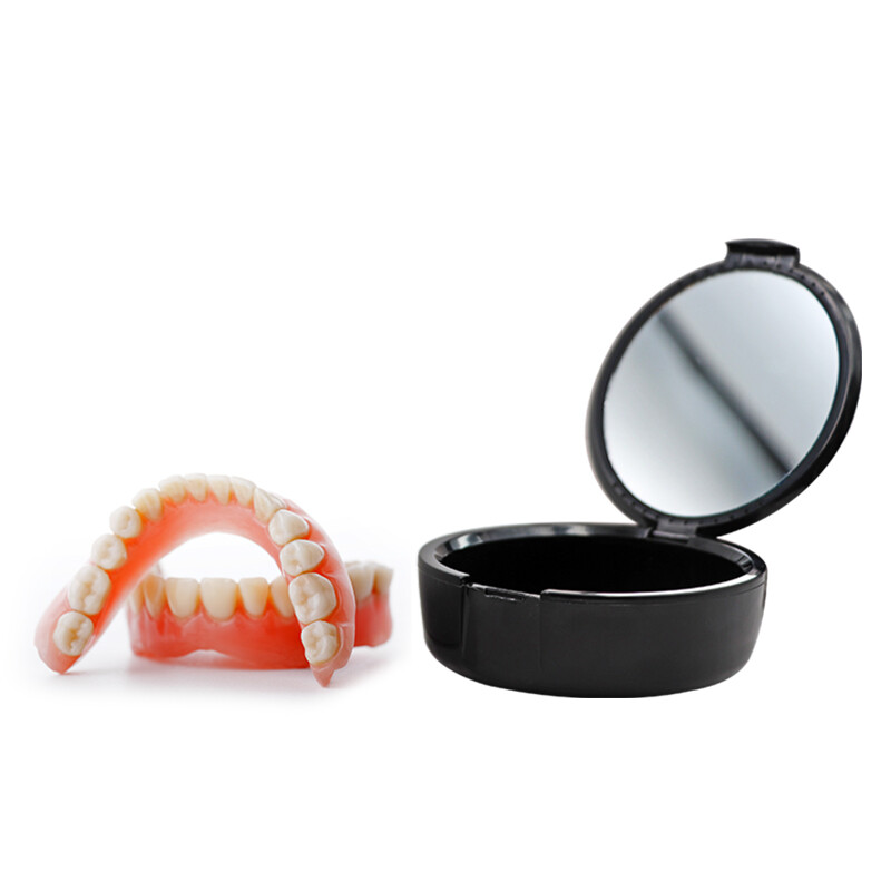 Tooth Storage Box With Mirror Denture Storage Orthodontic Retainer Portable Case
