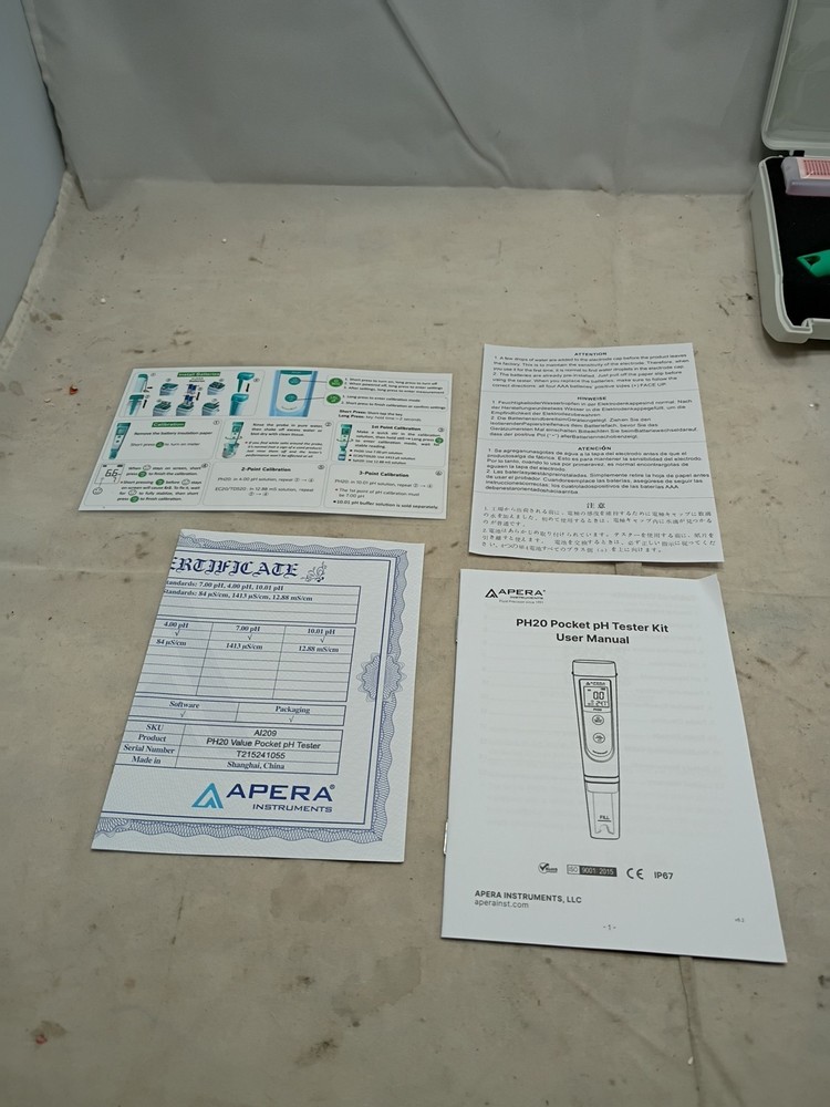 Apera Instruments Value Series PH20 Waterproof pH Tester Kit, ±0.1 pH Accuracy