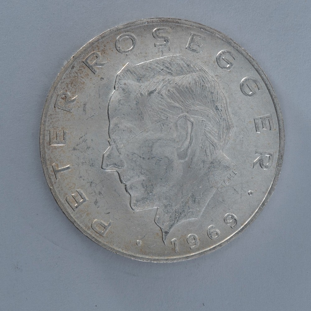 1969 Austria 25 Schilling silver coin Peter Rosegger Vienna Mint