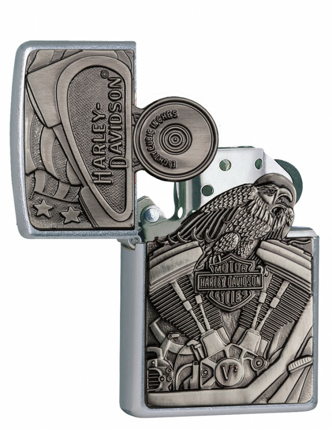 Zippo Unisex Harley Davidson Engine Street Chrome Lighter, Windproof
