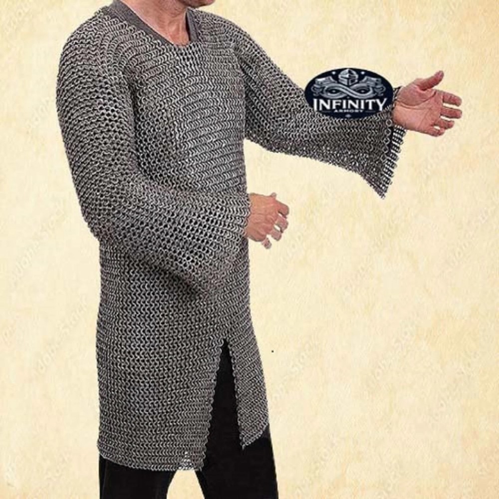 Stainless Steel Riveted Chainmail Shirt , 9 mm Flat Ring Round Riveted