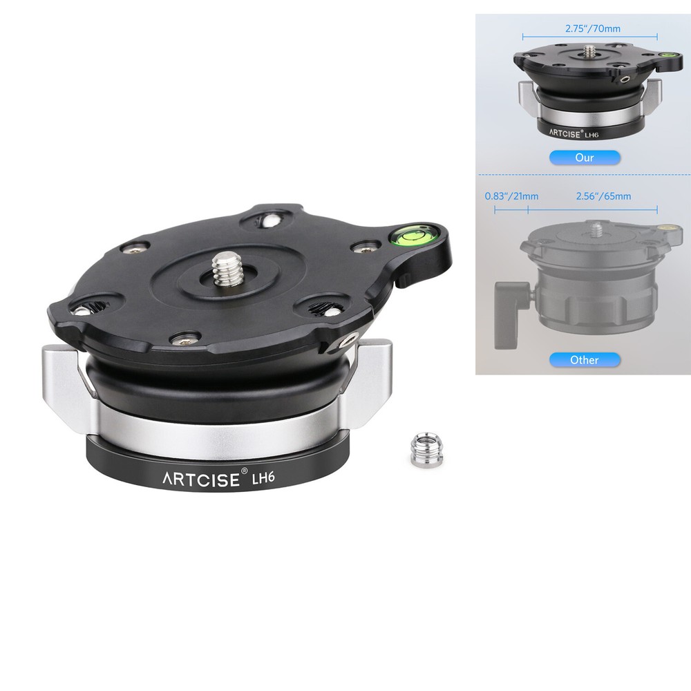 ARTCISE 70mm Panoramic Leveling Base Tripod Head W/ Butterfly Handle 44 lbs
