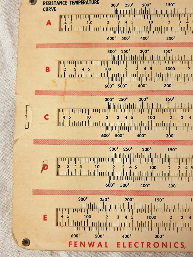 Fenwal Electronics Thermistor Data & Curve Computer Slide Rule 1959 VTG Science