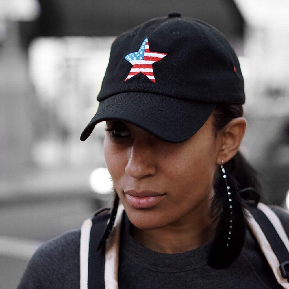 STAR SPANGLED (strapback cap)- dad baseball polo cotton hat Black White Grey Red