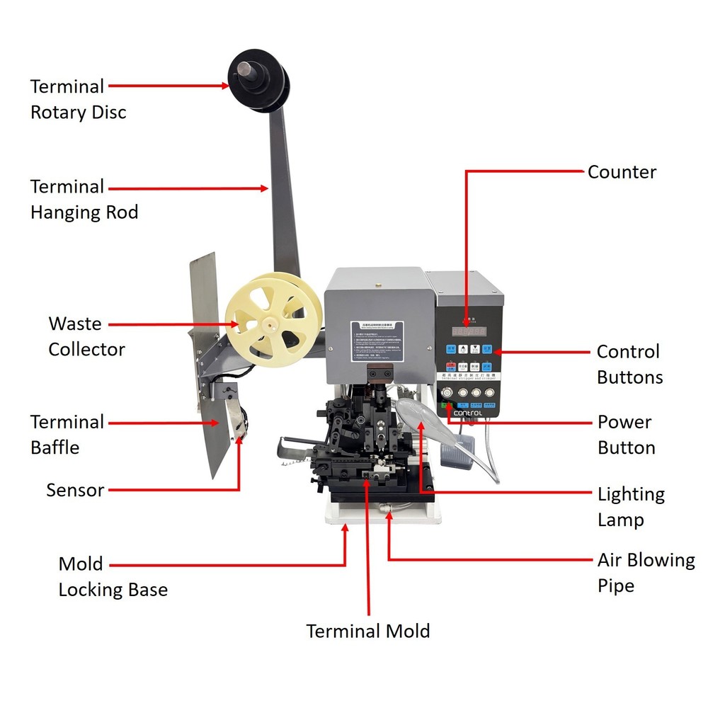 Automatic Wire Stripping & Crimping Machine (220V, 400W, with 110V Transformer)
