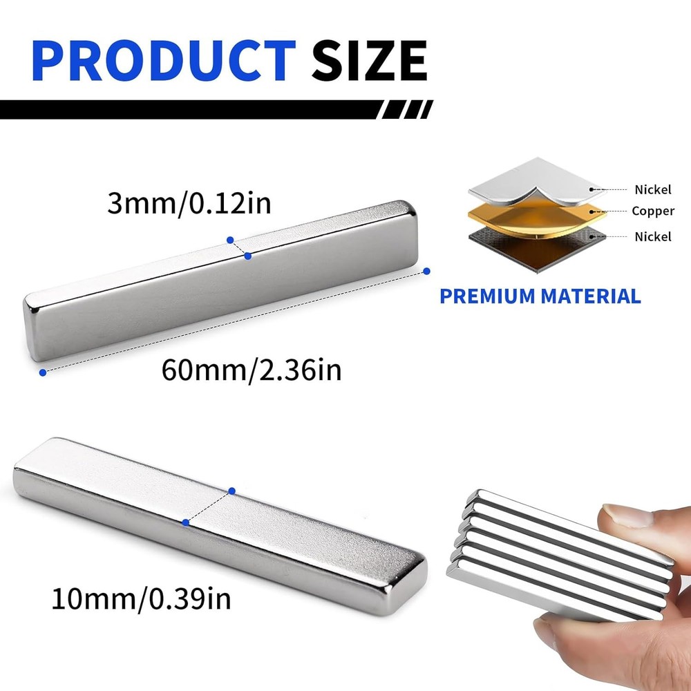 Strong Rare Earth Bar Magnets Set [12 Pack]
