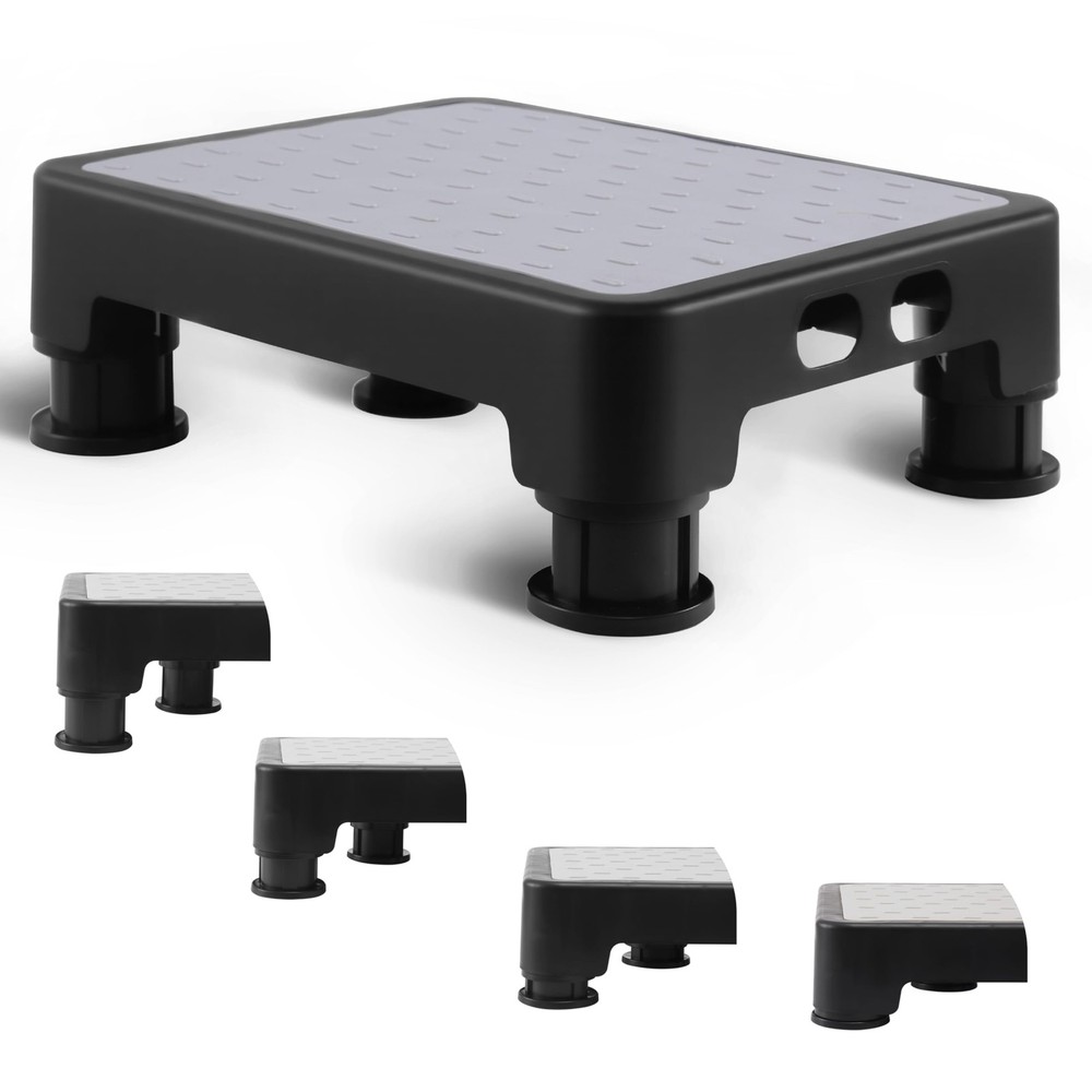 Adjustable Step Stool for Bed, Bathtub, Car and Kitchen, 4-Level Height 3.4"-...