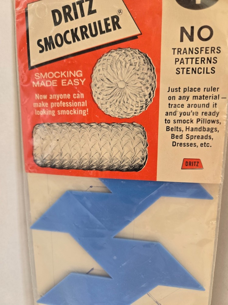 Vintage DRITZ Smockruler #738 Smocking Made Easy Ruler - Original Package