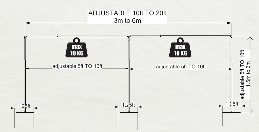 vivStruct ADJUSTABLE QUICK BACKDROP KIT 10FT TALL x 20FT WIDE PIPE WITHOUT DRAPE
